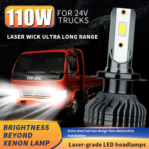 หลอดไฟ LED 110W 36800LM 24V สำหรับรถบรรทุกหลอดแอลอีดี H7ระบบคานบัสถอดรหัสไม่ผิดพลาดลำแสงต่ำ H4 LED H3ไฟหน้า H1 - Product Image 3