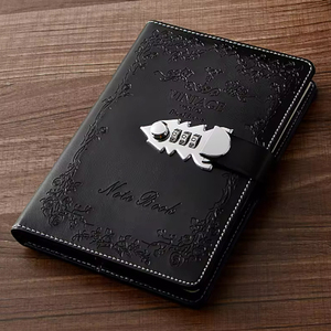 Taccuino diario con serratura a chiave HK in pelle color PU quaderno vintage con blocco del diario con blocco del codice - Product Image 6