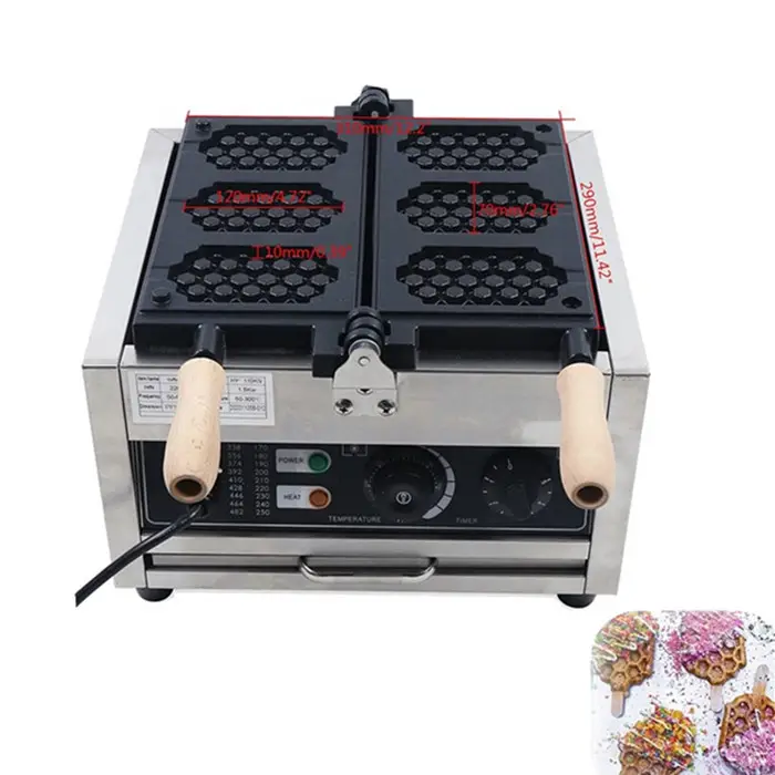 Máquina de fabricação de waffle pops em formato de favo de mel