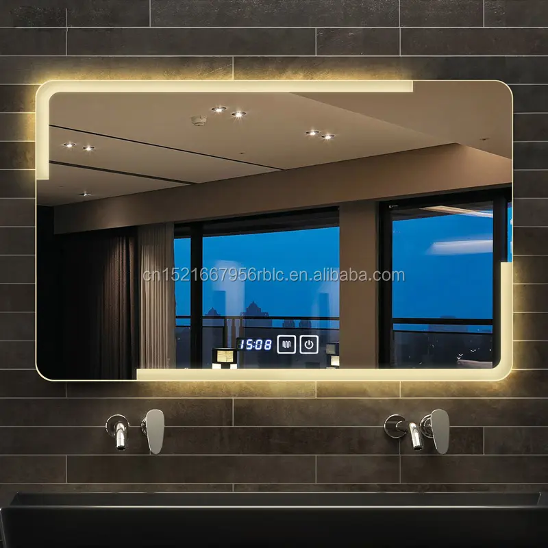 Espelho de parede com luz led personalizada, espelho iluminado de parede com luz led