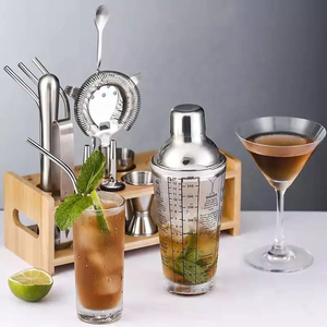 Barware công cụ thiết lập lớn Martini Glass 400ml thép không gỉ nắp cốc thủy tinh Cocktail Cobbler Shaker chai với đo lường - Product Image 3