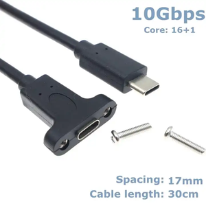 20เซนติเมตร USB-C USB 3.1ชนิด C สายข้อมูลขยายตัวผู้ไปยังตัวเมียพร้อมรูสกรูยึดแผง - Product Image 5