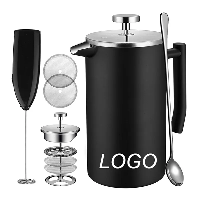 Cafetière isolée à Double paroi en acier inoxydable de Style classique, presse française avec Logo personnalisé de 34 oz