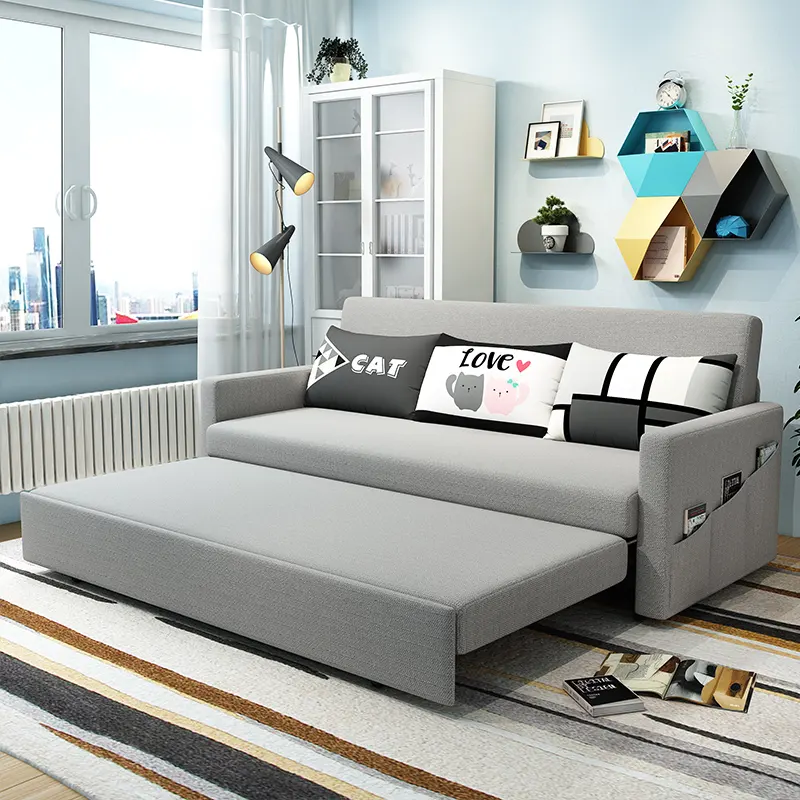 Sofá de suelo plegable multifuncional, sofá de madera, diseños de cama, sofá cama de tela, sofá cama plegable