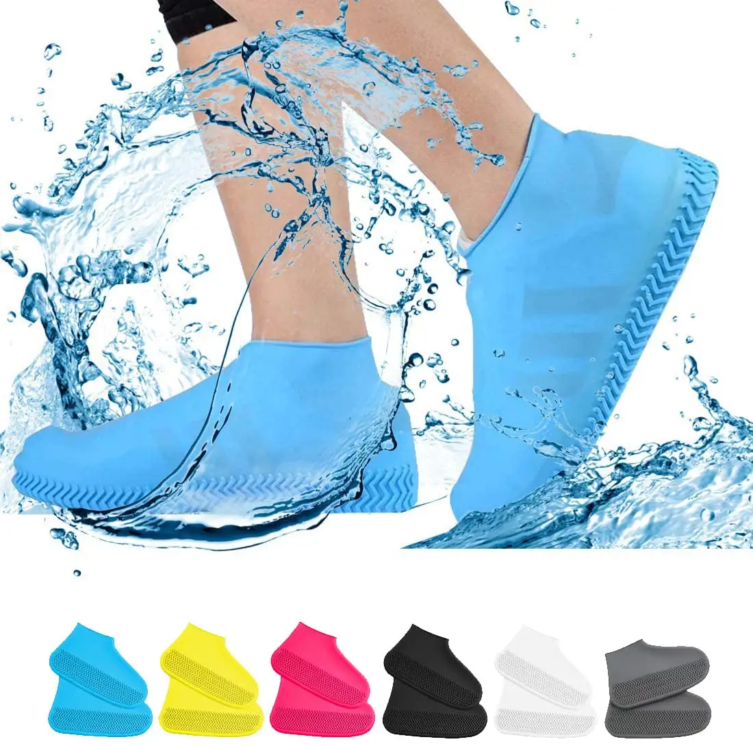 Newset impermeabile antiscivolo Unisex resistente all'acqua protezione per scarpe in Silicone stivali da pioggia in Silicone copriscarpe impermeabili