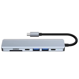 Acoplamiento de software de hardware de computadora 7 en 1 Tipo C a 4K HDMI USB 3,0 2,0 USB C Hub Adaptador de aluminio - Product Image 6