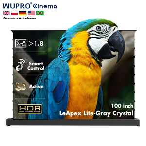 Pantalla de proyección de cristal gris de PVC suave Wupro/OEM en stock para La UE 16:9 4K UHD efecto 3D Pantalla de proyector de elevación de suelo motorizada - Product Image 1