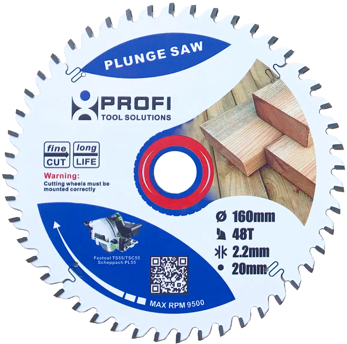 160mm Cross cutting plunge saw blade for Wood