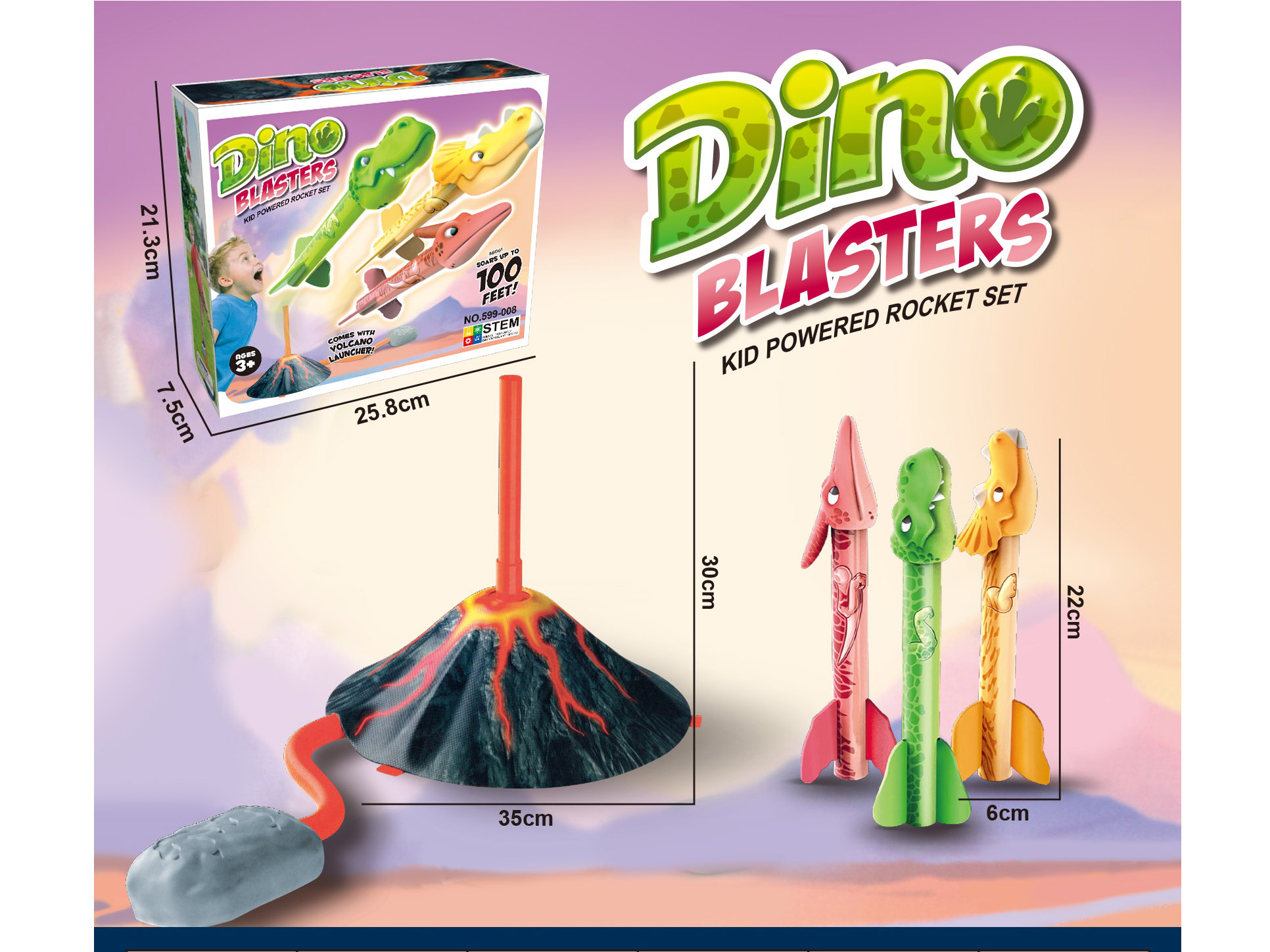 Lanzador de cohetes de juguete de dinosaurio