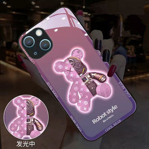 Led ışık Up telefon Iphone için kılıf 11 12 13 14 Xr temperli cam Light Up çiftler için moda telefon kılıfı - Product Image 2