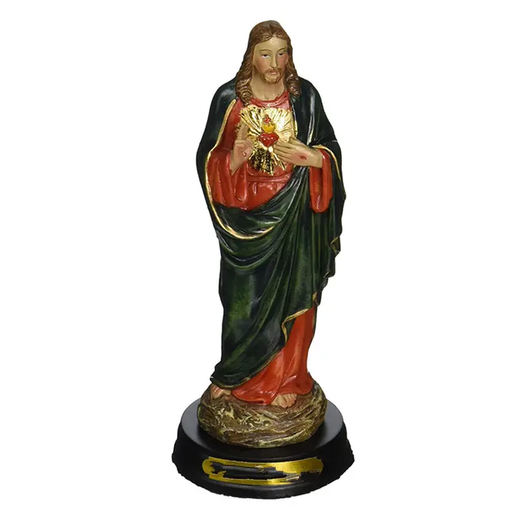 Estátua cristã de 5 polegadas, coração sagrado de jesus, estatueta religiosa de decoração