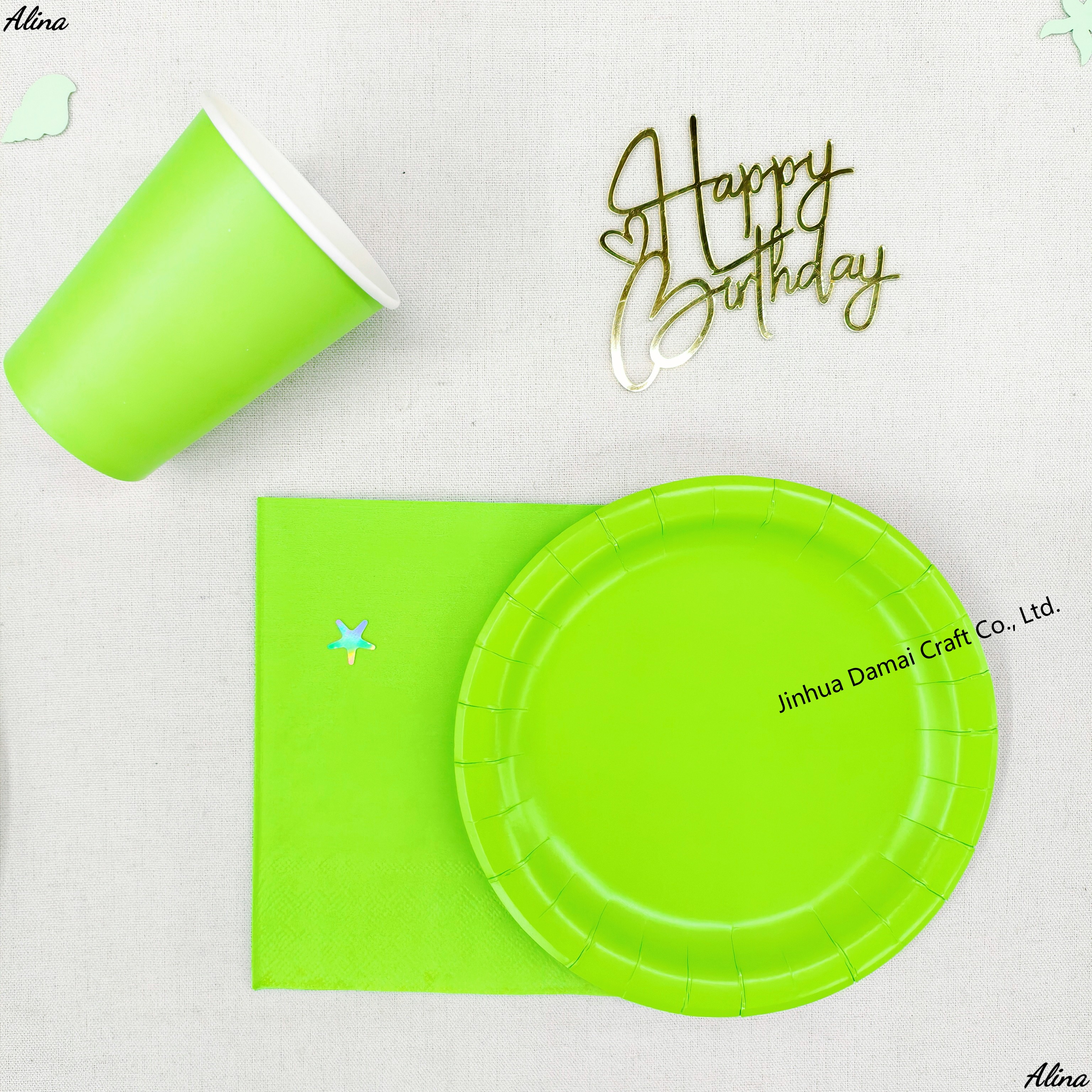 จานสีเขียว 7 นิ้ว*10 ชิ้น