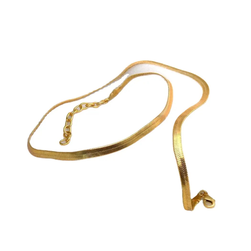 Gold plated Stylish Simple Plain Necklace Snake Design of Chain Best Italian quality style handmade design jewelry for girls