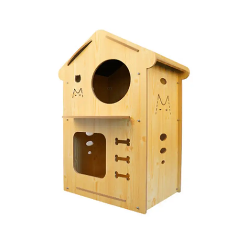 Гарантия качества, легко очищающий декоративный Двухэтажный деревянный дом для домашних животных