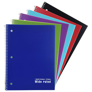 Cuaderno de notas de composición de escritura en espiral de oficina de papel de regla ancha sin fecha con logotipo personalizado para cuaderno de Estudiante
