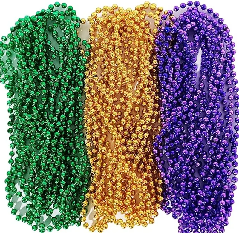 Ms-238 80CM 7MM Purple Gold Green Mardi Gras Beads Necklaces Accessories Wholesale Bulk Fine Fashion Jewelry Necklaces