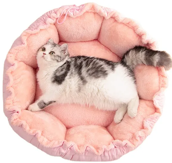 柔らかいぬいぐるみ丸い厚いペットクッションベッド滑り止め暖かいペットソファベッド犬猫ベッド