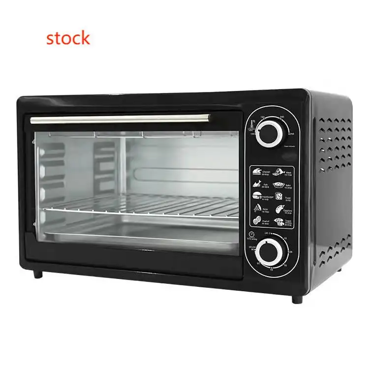 Torradeira elétrica para fazer pão e pizza, forno doméstico inteligente 48L, luz de aço inoxidável, energia quente, interior prateado, micro-ondas