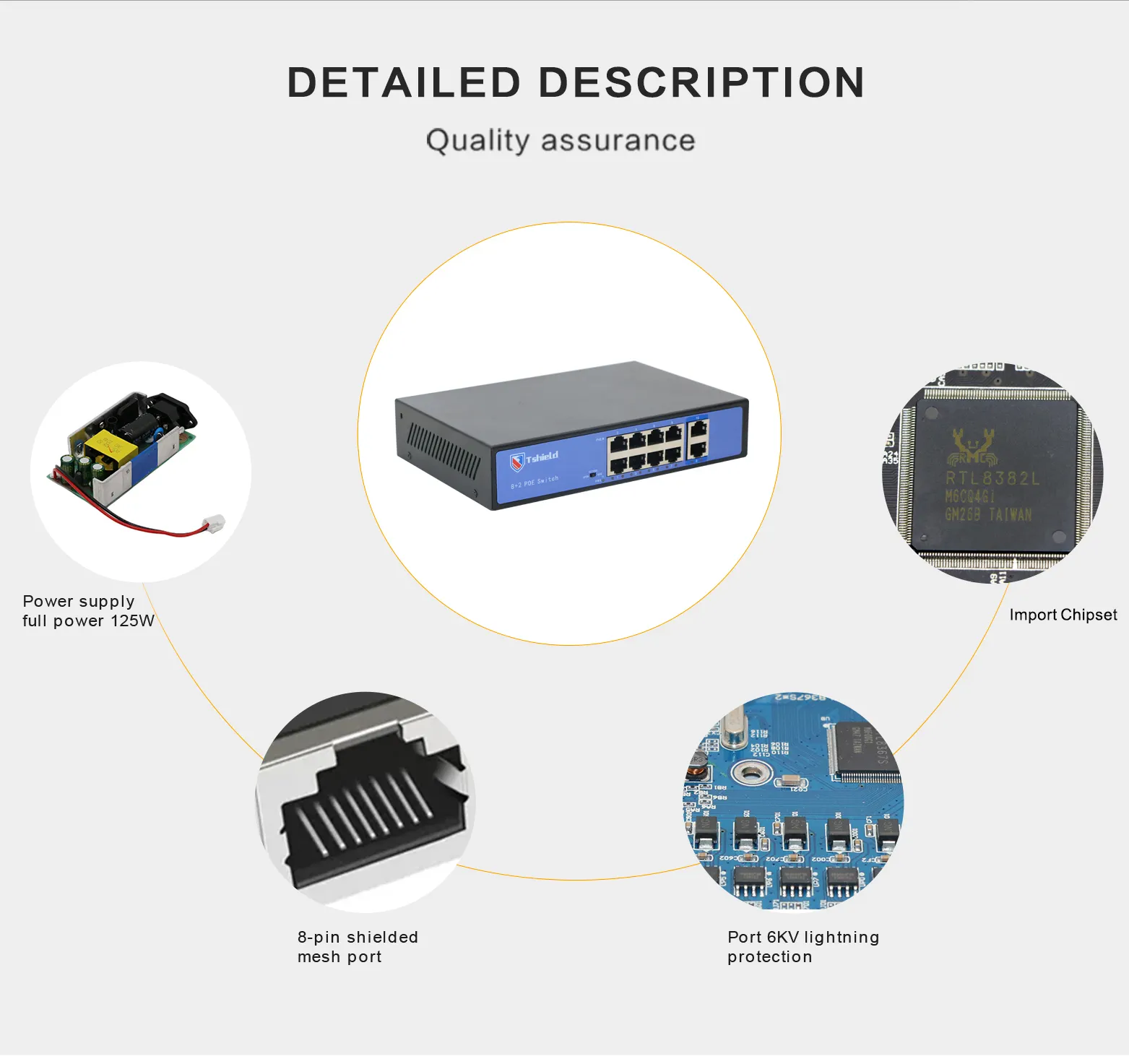 T-lá chắn OEM Gigabit CCTV mạng chuyển đổi với 8/16/24/32/48 cổng PoE chuyển đổi cho 10/100/1000Mbps HIKVISION IP Camera