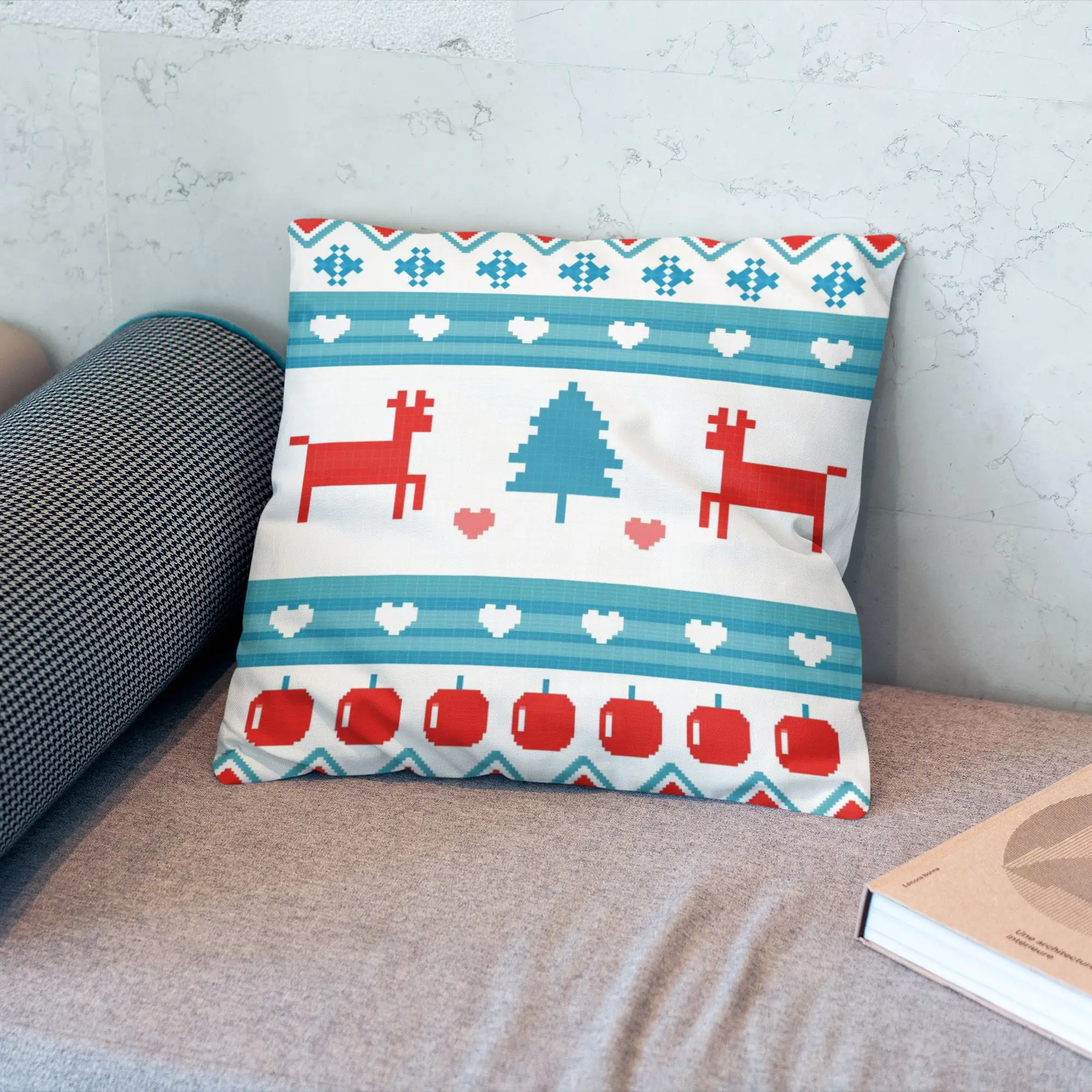 Vente en gros de taie d'oreiller personnalisée imprimée de Noël housse de coussin de canapé respirante 45x45 taie d'oreiller de luxe décorative pour la maison