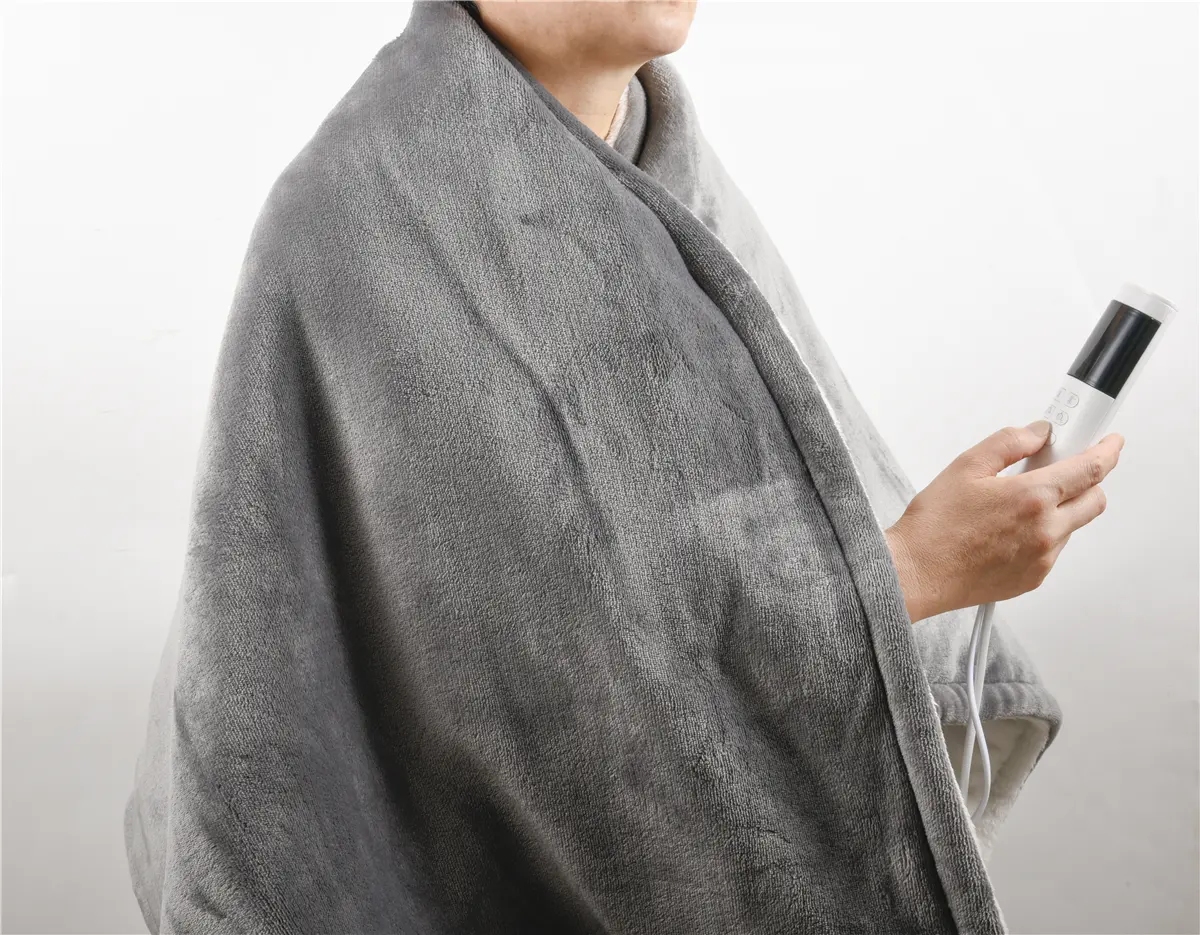 Cobertor de flanela aquecido elétrico, aprovação ce, temperatura macia do inverno, ajustável, com temporizador