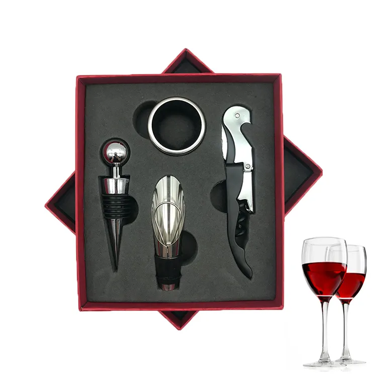 Online Top Seller 2024 Bar Ferramentas Abridor De Garrafa De Vinho 4 pcs/Set Criativo Personalizado Aço Inoxidável Vinho Corkscrew Caixa De Presente