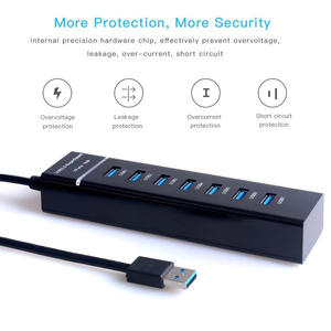 Usb <strong>3</strong>.0 Hub 7 Port Usb Hub High-Speed Computer Usb Hub Splitter Multiport <strong>Adapter</strong> for PC Laptop - Product Image 4