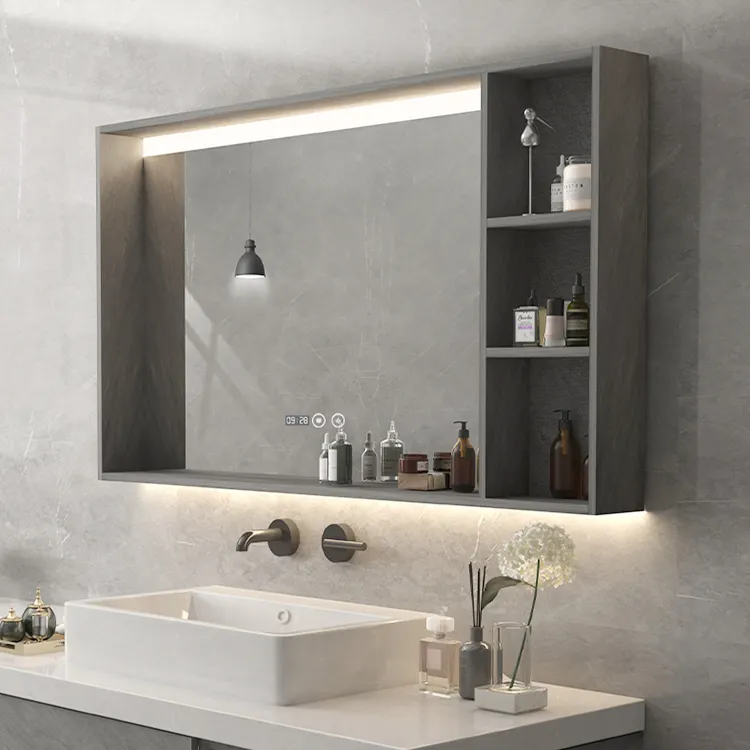 Miroir de rangement mural à led, armoire moderne de salle de bains, vanity avec miroir