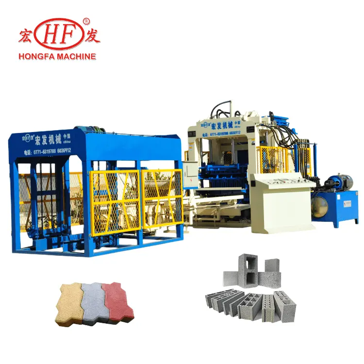 Hongfa-máquina de moldeo de bloques de hormigón, QT8-15, produce ladrillos huecos, maquinaria de pavimentación de azulejos, en venta
