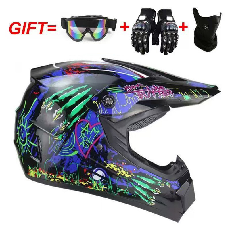 Guantes de máscara de gafas de cinco garras negras brillantes