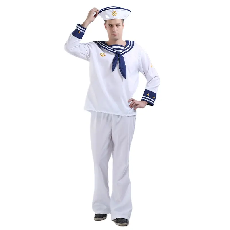 Disfraz informal de Sailor Roleplay para hombre, disfraz sencillo de Halloween para adulto, color blanco, novedad