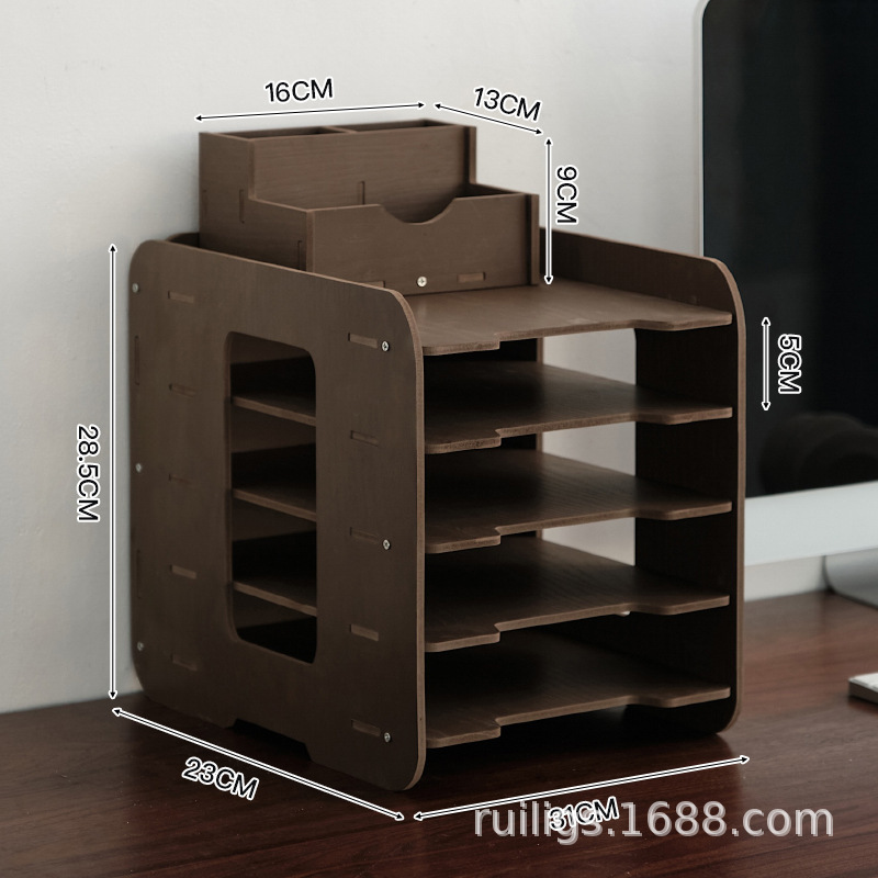 Five-tier walnut file rack
