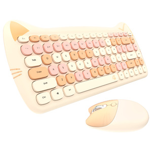Mini teclado inalámbrico de 78 teclas para tabletas y mouse Combo de teclado y mouse inalámbrico para niñas