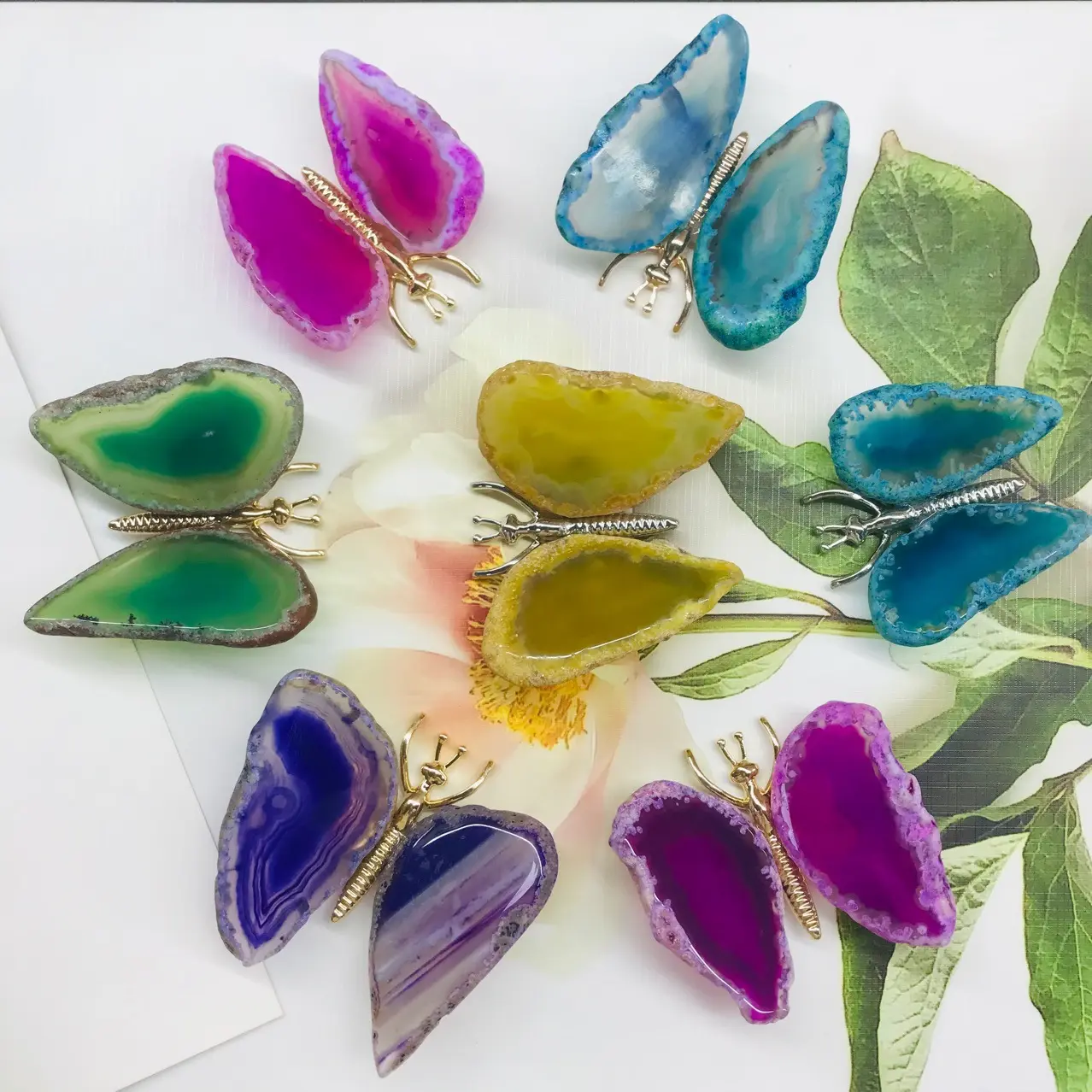 Groothandel Natuurlijke Blauwe Agaat Vlinder Carving Ambachten Healing Crystal Gem Vlinder Huisdecoratie