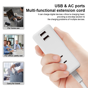 带6个端口和3个Usb端口的通用电源板接地延长线插座适配器 - Product Image 2