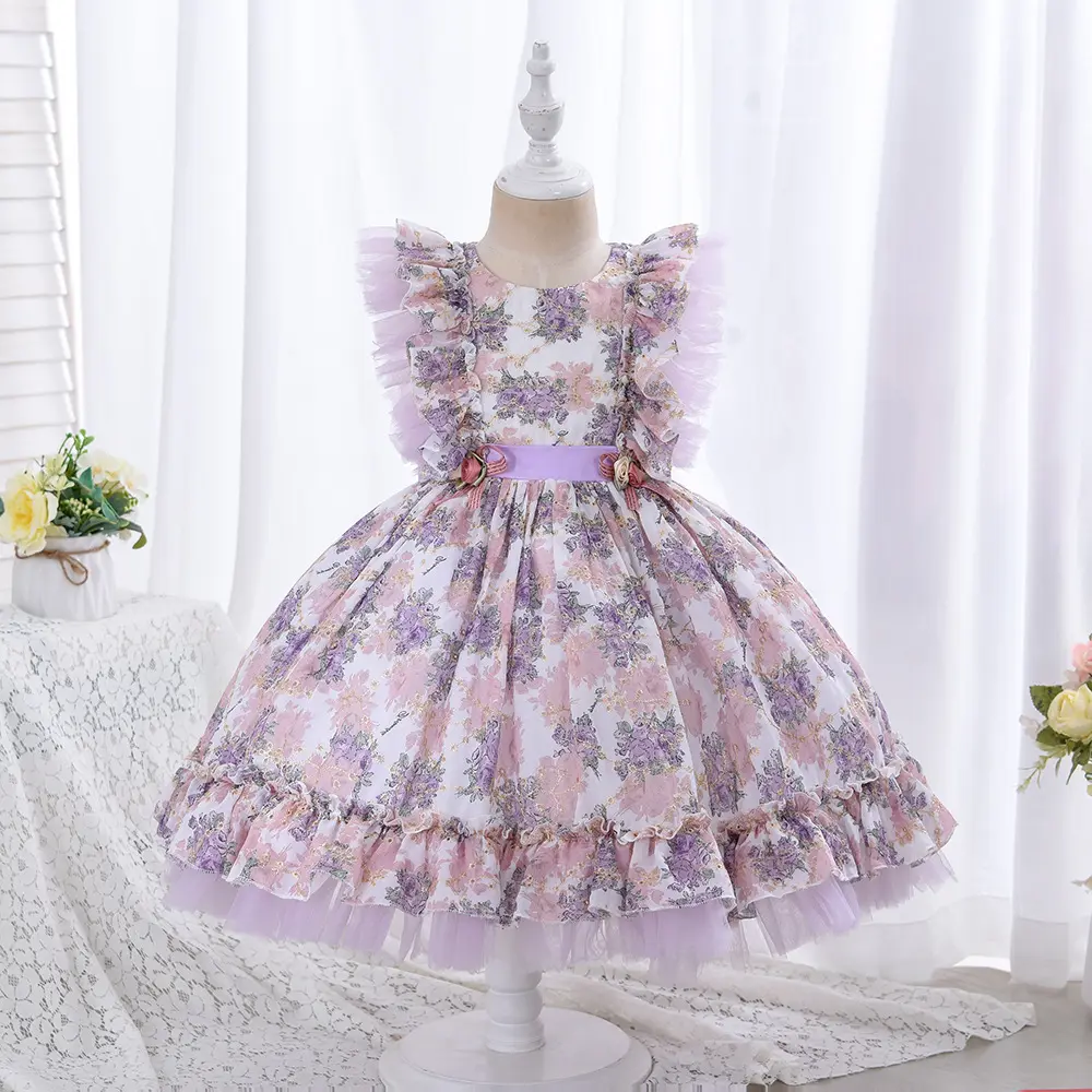 Boutique abbigliamento per bambini stampa floreale ragazze Lolita Dress Baby Toddler Girls Birthday Dress Party Dress