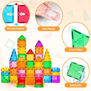 Juego de Bloques de Construcción Magnéticos 3D, Azulejos de Construcción, Juguetes Magnéticos Súper Fuertes, Educativos, Preescolar, para Niños Pequeños, 92 Unidades - Product Image 3