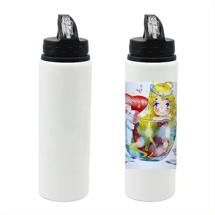 Botella de agua de aluminio de 500ml con sublimación de buena calidad e impresión por transferencia de calor, botella de agua deportiva para imprimir logotipos