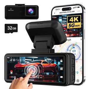 红虎经销商F8触摸屏4k Wifi汽车前仪表盘摄像头凸轮黑匣子录像机，带全球定位系统跟踪