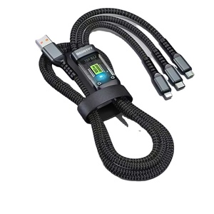 プロモーションギフトカスタムロゴケーブルマルチ充電器コード携帯電話USB3In1デジタルディスプレイ付きUSBケーブル用充電ケーブル - Product Image 1