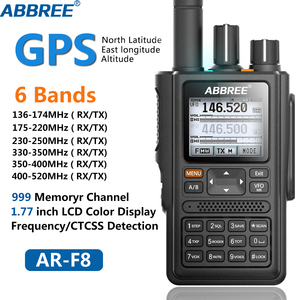 ABBREE AR-F8 GPS High Power Walkie Talkie All Bands(136-520MHz) <strong>Frequency</strong>/CTCSS <strong>Detection</strong> 1.77 LCD 999CH 10km Long Range - Product Image 2