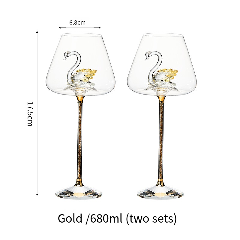 2 piezas con forma de cisne dorado