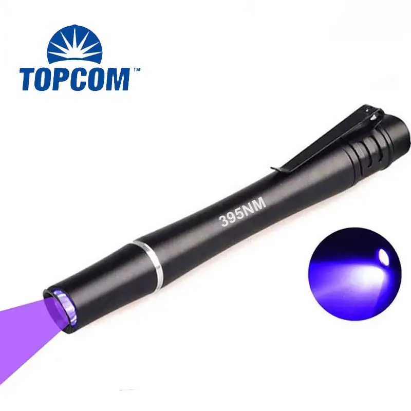 1W Ultraviolet Light Pen UV Torch Metal Clip Mini Pen Light Glue Curing 395nm UV Flashlight for Money Pet Urine Detect