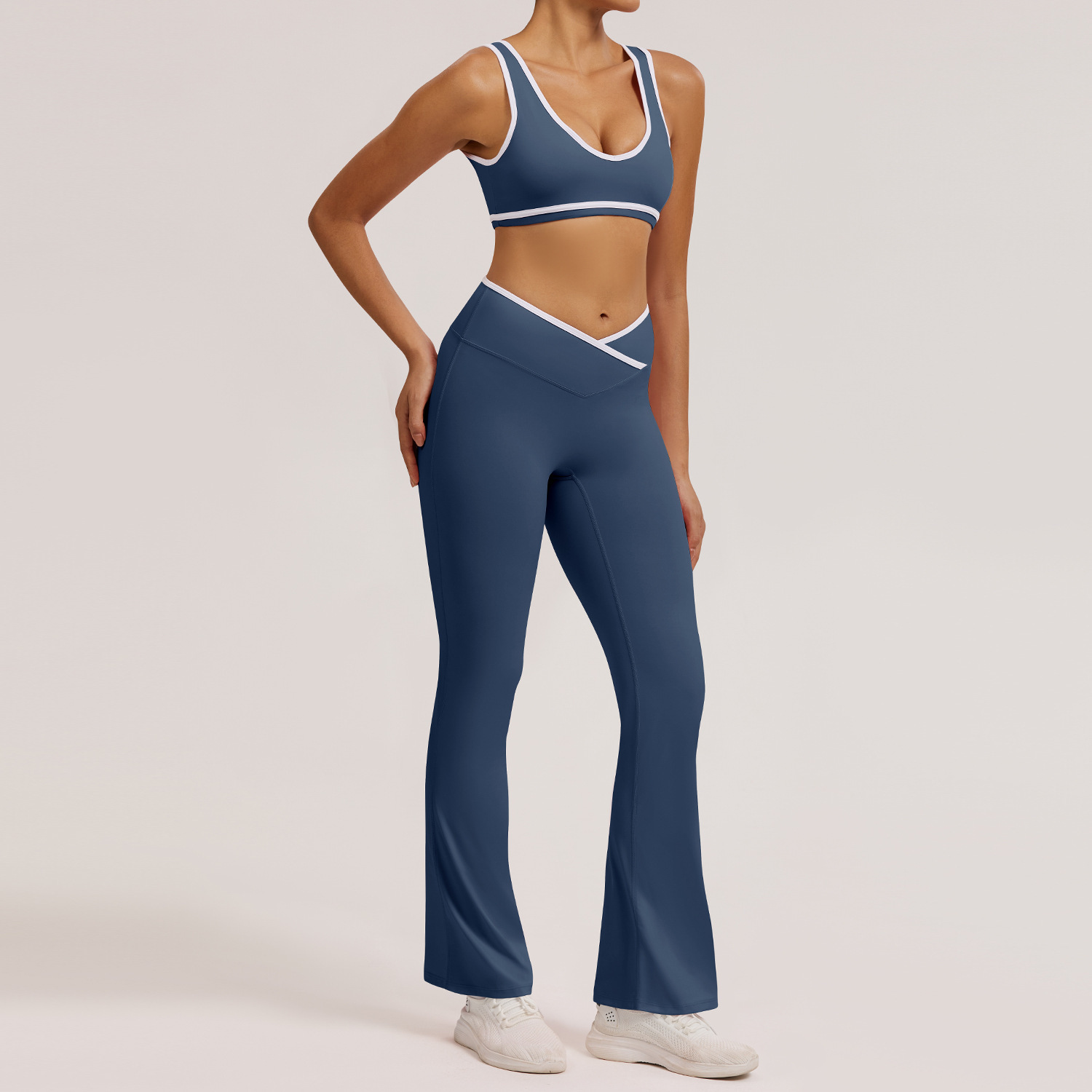 flare leggings + bra navy