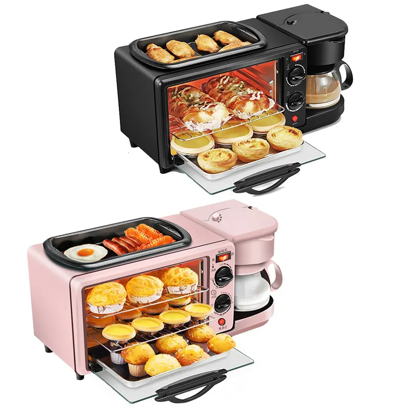 Trois en un grille-pain multifonctionnel cafetière four poêle à frire ensemble électrique 3 en 1 petit déjeuner Sandwich Makers Machine