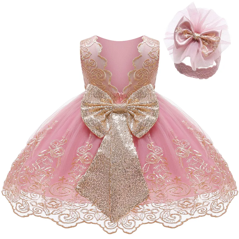 LZH baby clothing girl Kids Bowknot Pageant Princess Wedding Baby Girl Dress For Infant 21st Birthday Party Dresses