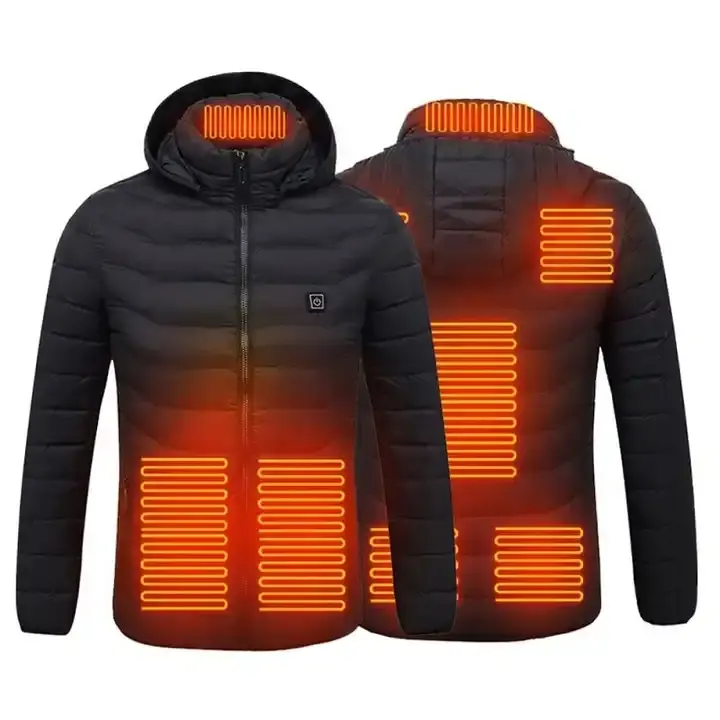 男性のための高品質の屋外暖かいユーティリティバブルコート服カスタムウィンターフード加熱フグジャケット