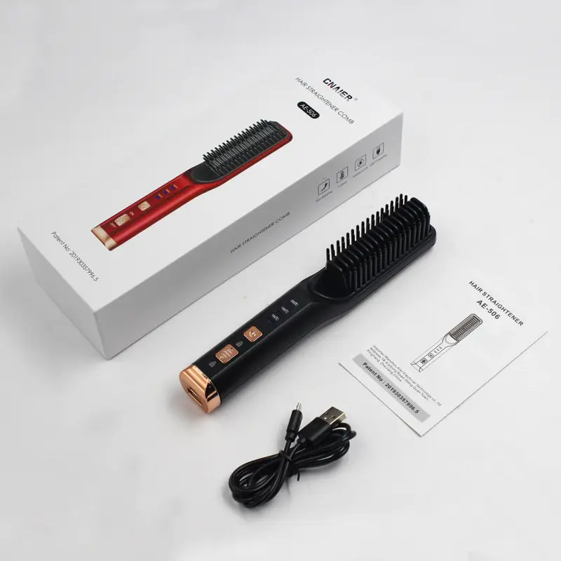 2 In 1 Hot Comb Straightener Electric Hair Straightener Hair Curler Wet Dry Use Hair Flat Irons Hot Heating Comb