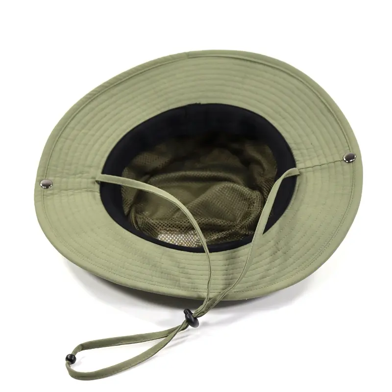 Sombrero de pescador de nailon de alta calidad, ligero, transpirable, bordado, logotipo personalizado, sombrero de cubo para senderismo para deportes