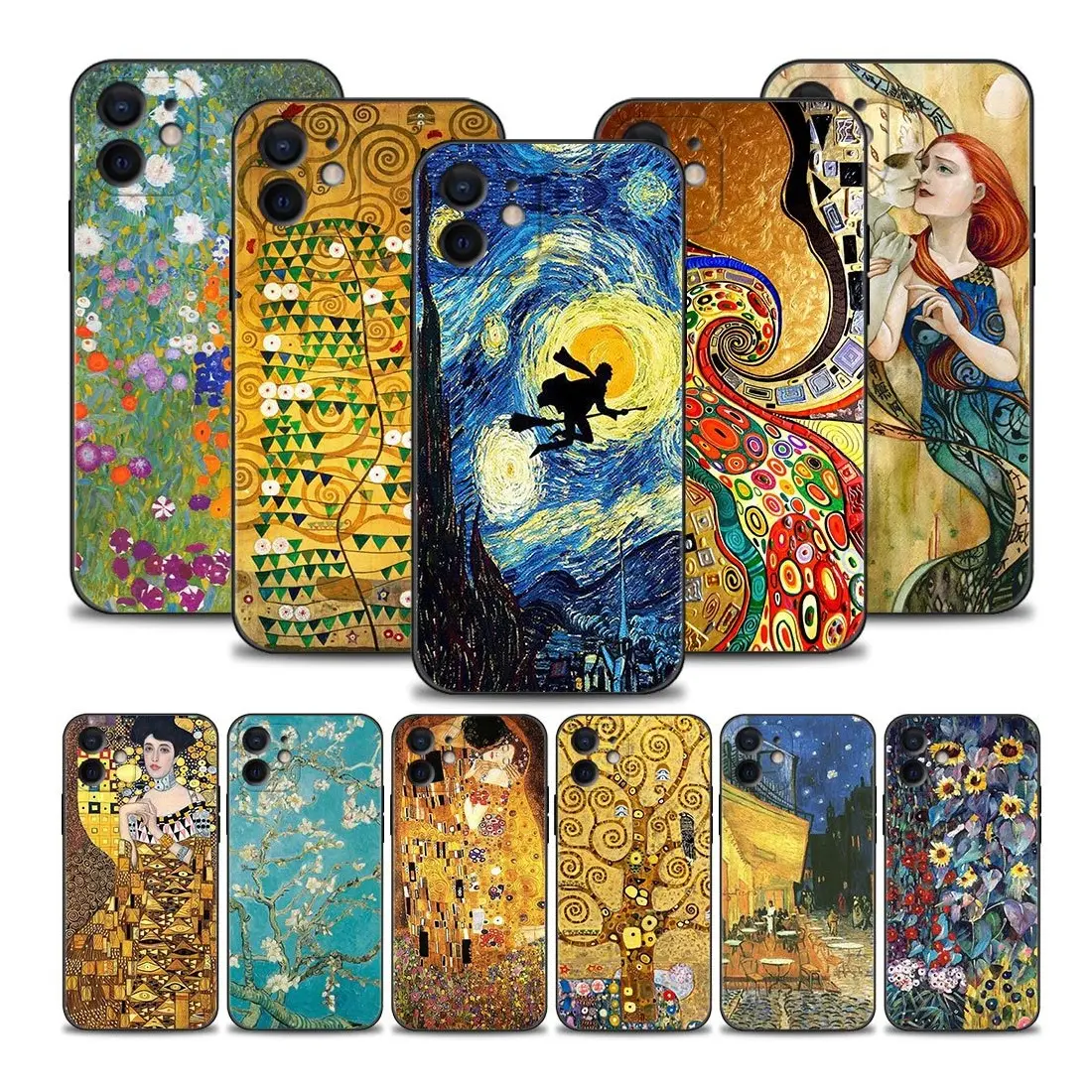 1000 Design Custom Van Gogh Ölgemälde Silikon hülle für iPhone 11/12/13/14/15 Pro Max Druck Handy Sublimation Fall